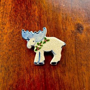 Holiday Moose Ceramic Pin
